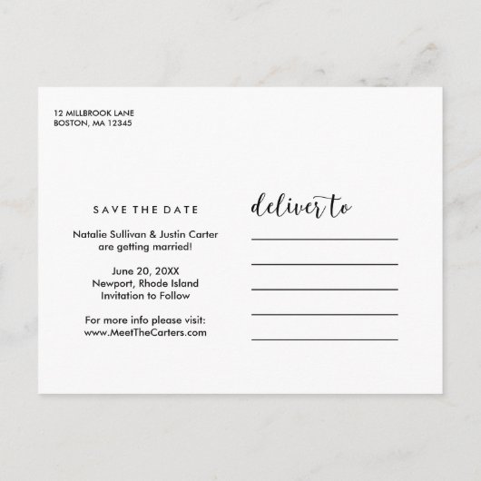 Carte Postale Faire-part Whimsy Photo Enregistrer la date de l'annonce (Dos)