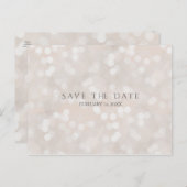 Carte Postale Faire-part White Bokeh Modern Glamor Chic Enregistrer la date (Devant / Derrière)