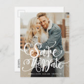 Carte Postale Faire-part White Bold Modern Calligraphy Photo Enregistrer la (Devant / Derrière)