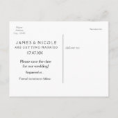 Carte Postale Faire-part White & Gold ENREGISTRER LA DATE Modern Script Car (Dos)