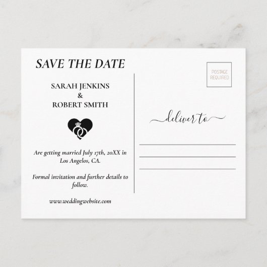 Carte Postale Faire-part White Ombre photo nouvellement mariée Mariage Enre (Dos)