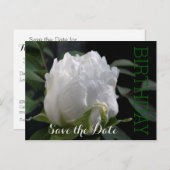 Carte Postale Faire-part White Peony 30th Birthday Enregistrer la date Cart (Devant / Derrière)