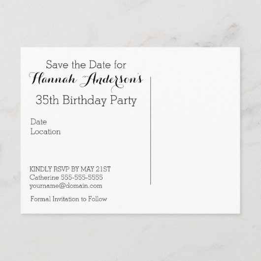 Carte Postale Faire-part White Peony 35th Birthday Enregistrer la date Cart (Dos)