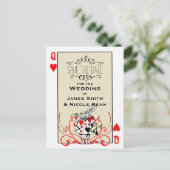 Carte Postale Faire-part White Rabbit Queen of Hearts Wonderland Date de sa (Debout devant)