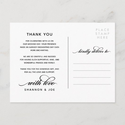 Carte Postale Faire-part White Script Merci Mariage Photo Collage Annou (Dos)