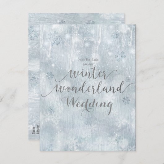 Carte Postale Faire-part White Snowflakes Winter Wonderland Enregistrer la  (Devant / Derrière)