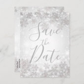 Carte Postale Faire-part White Sparkle Winter Wonderland Enregistrer la dat (Devant / Derrière)
