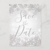 Carte Postale Faire-part White Sparkle Winter Wonderland Enregistrer la dat (Devant)