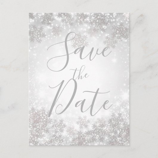 Carte Postale Faire-part White Sparkle Winter Wonderland Enregistrer la dat (Devant)
