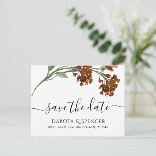 Carte Postale Faire-part Wildbloom | Fleur Orange Terre Cuite Enregistrez l (Debout devant)