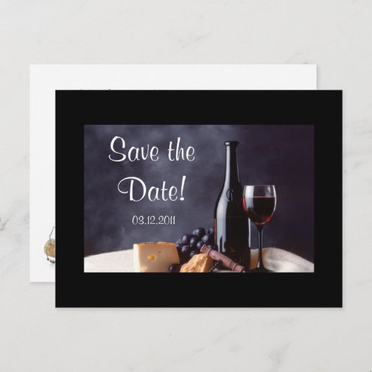Carte Postale Faire-part Wine_Fromage Enregistrez la date ! (Devant / Derrière)
