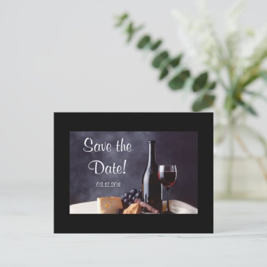 Carte Postale Faire-part Wine_Fromage Enregistrez la date ! (Debout devant)