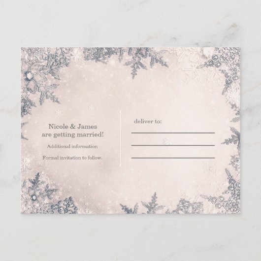 Carte Postale Faire-part Winter Wonderland Snowflakes Cream Enregistrer la (Dos)