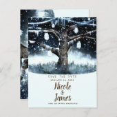 Carte Postale Faire-part Winter Wonderland Tree Lights & Jars Enregistrer l (Devant / Derrière)