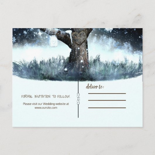 Carte Postale Faire-part Winter Wonderland Tree Lights & Jars Enregistrer l (Dos)
