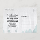 Carte Postale Faire-part Wonderland Birds Deer Winter Wedding Save Date (Dos)