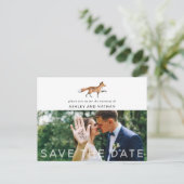 Carte Postale Faire-part Woodland Fox Wedding Enregistrer La Date Photo (Debout devant)