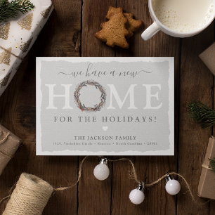 Carte Postale Faire-part Wreath d'hiver Nouvelle maison pour les fêtes!