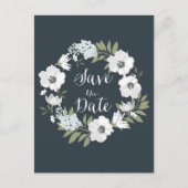 Carte Postale Faire-part Wreath Florale Anémonique blanche Enregistrer la d (Devant)