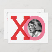 Carte Postale Faire-part XO Red Mariage Valentine Enregistrer Date Photo Ca (Devant / Derrière)