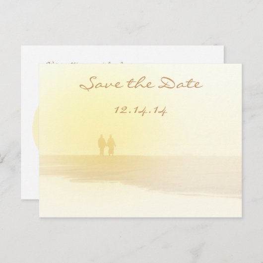 Carte Postale Faire-part Yellow Heart Beach Enregistrer la date (Devant / Derrière)