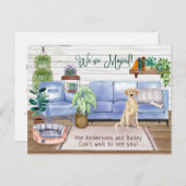 Carte Postale Faire-part Yellow Labrador Retriever New Home Moving        (Devant / Derrière)