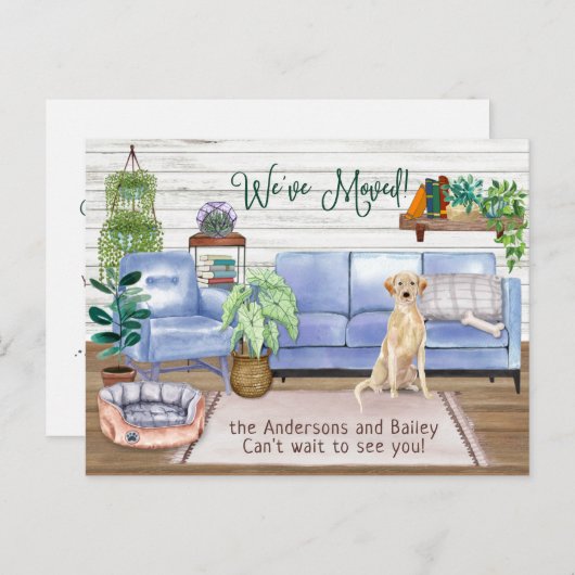 Carte Postale Faire-part Yellow Labrador Retriever New Home Moving        (Devant / Derrière)