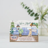 Carte Postale Faire-part Yellow Labrador Retriever New Home Moving        (Debout devant)
