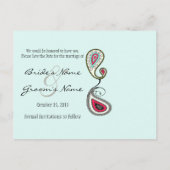 Carte Postale Faire-part Yellow & Mint Paisley Photo Enregistrer La Date (Dos)