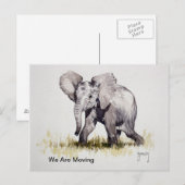 Carte Postale Faire-part Young Elephant We Are Moving Post Card (Devant / Derrière)