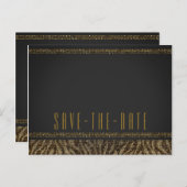 Carte Postale Faire-part Zebra Sequins Sparkle Glam Chic Enregistrer la dat (Devant / Derrière)