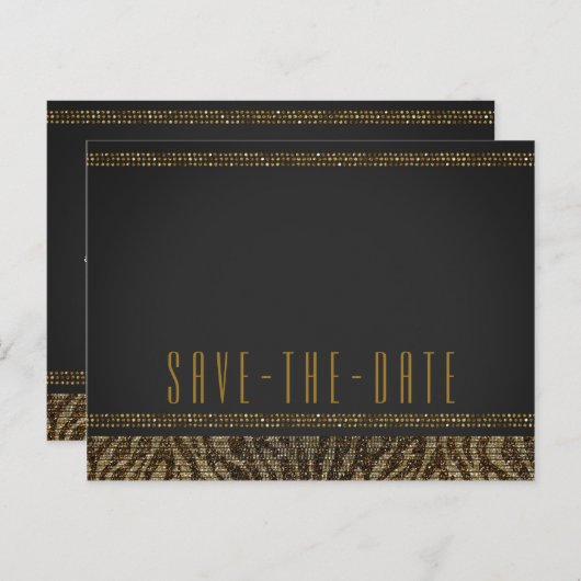 Carte Postale Faire-part Zebra Sequins Sparkle Glam Chic Enregistrer la dat (Devant / Derrière)