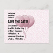 Carte Postale Faire-part Zèbre Rose et Ballons Anniversaire Tout Âge B03M (Dos)