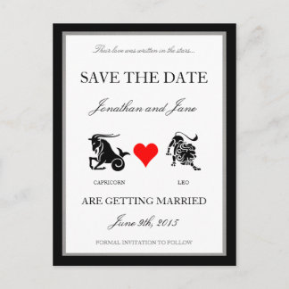 Carte Postale Faire-part Zodiac Love Save the Date (Capricorn/Leo)