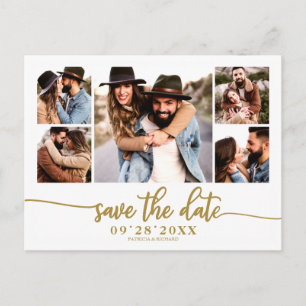 Carte Postale Faire simple Collage de photos Mariage Enregistrer
