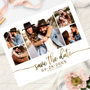 Carte Postale Faire simple Collage de photos Mariage Enregistrer