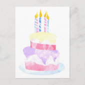 Carte Postale Faire un voeu | Aquarelle Joyeux gâteau d'annivers (Devant)