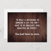 Carte Postale Faire une différence dans le bois de vie de quelqu (Devant / Derrière)