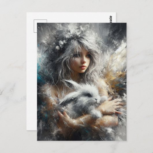 Carte Postale Fairy and Her Adorable Rabbit (Devant / Derrière)
