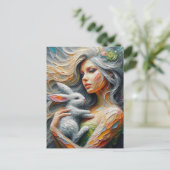 Carte Postale Fairy and her Bunny (Debout devant)