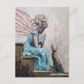 Carte Postale Fairy and Her Cat assis sur les marches (Devant)