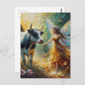 Carte Postale Fairy and her Cow (Devant / Derrière)