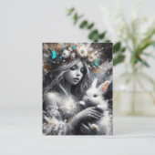 Carte Postale Fairy and Her Cute White Rabbit (Debout devant)