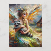 Carte Postale Fairy and her Pet Raccoon (Devant)