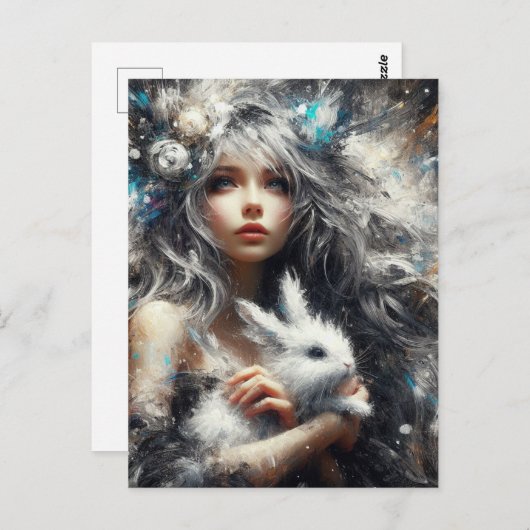 Carte Postale Fairy and Her Rabbit (Devant / Derrière)