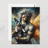 Carte Postale Fairy and his Boston Terrier Puppy (Devant / Derrière)