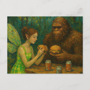 Carte Postale Fairy and Sasquatch Manger Cheeseburgers