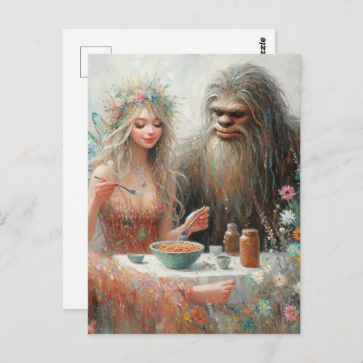 Carte Postale Fairy and Sasquatch Spaghetti Picnic (Devant / Derrière)