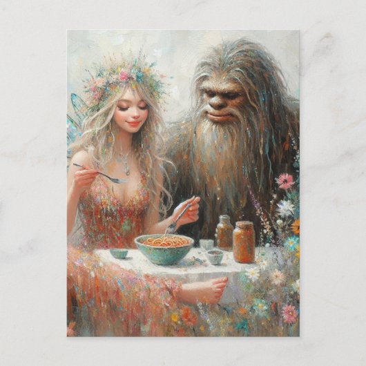 Carte Postale Fairy and Sasquatch Spaghetti Picnic (Devant)