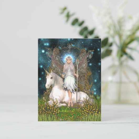 Carte postale Fairy Crystal et Unicorn (Debout devant)